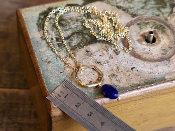 Hexagon Pendant with Indigo Recycled Glass
