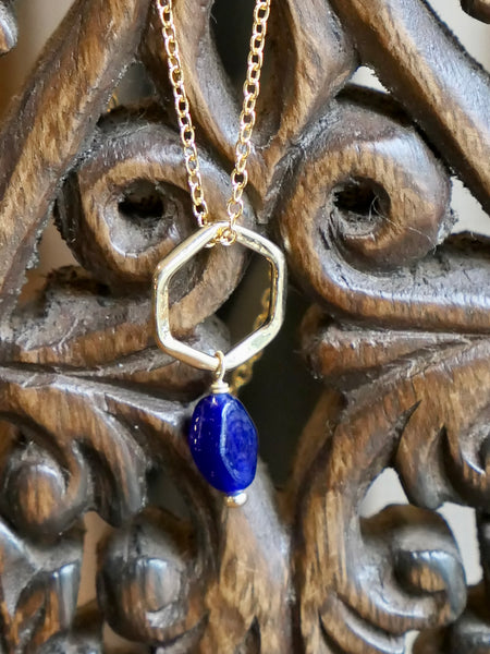 Hexagon Pendant with Indigo Recycled Glass