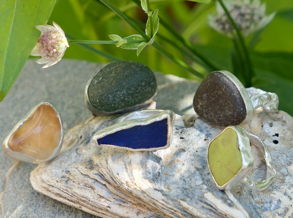 Blue Sea Glass Ring