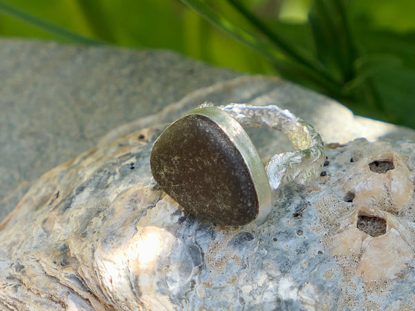 Amber Sea Glass Ring