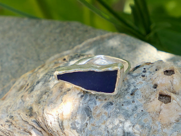 Blue Sea Glass Ring