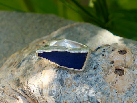 Blue Sea Glass Ring
