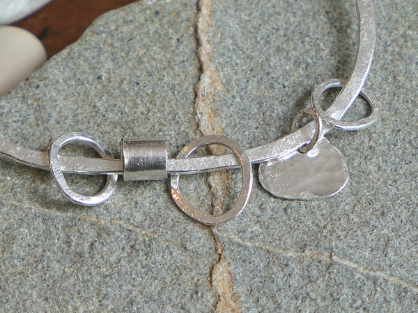Recycled Silver Little Pebble Charm Bangle.