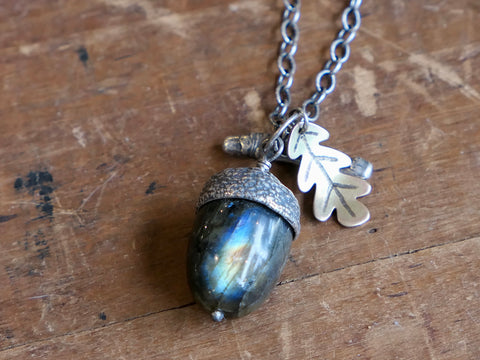 Large Acorn Pendant with Labradorite