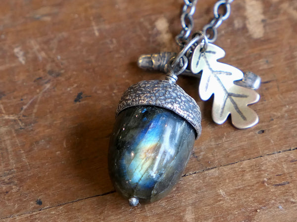 Large Acorn Pendant with Labradorite