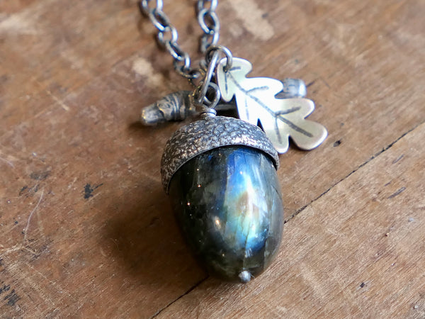 Large Acorn Pendant with Labradorite