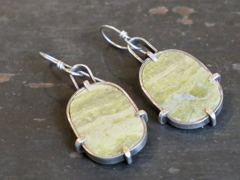 Silver and Serpentine Earrings