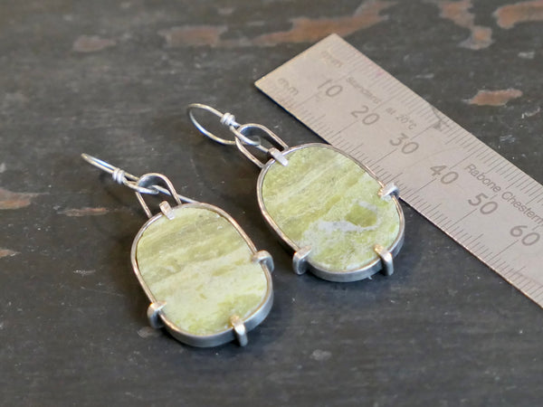 Silver and Serpentine Earrings