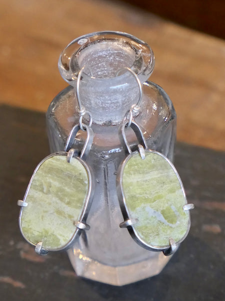 Silver and Serpentine Earrings