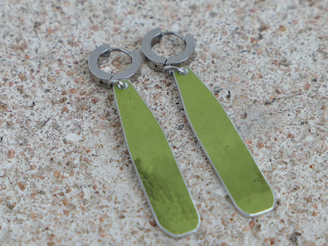 Bar Hoop Earrings Chartreuse