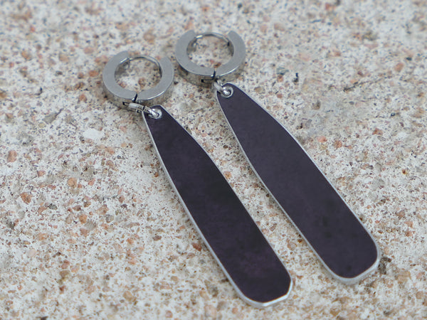 Bar Hoop Earrings Aubergine