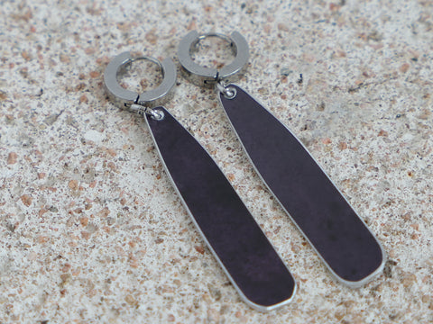 Bar Hoop Earrings Aubergine