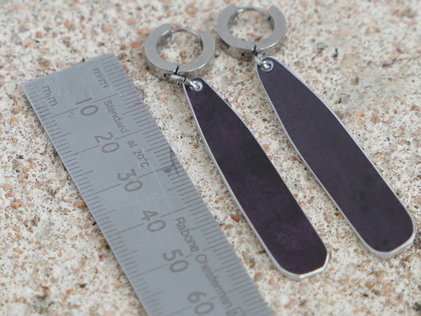 Bar Hoop Earrings Aubergine