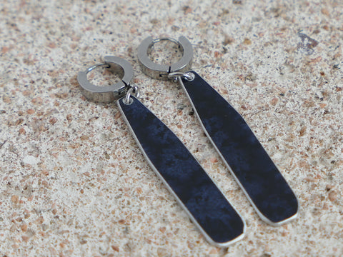 Bar Hoop Earrings Petrol
