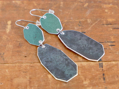 Pebble Drop Earrings Green