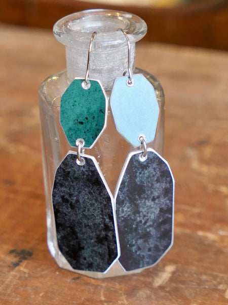 Pebble Drop Earrings Green