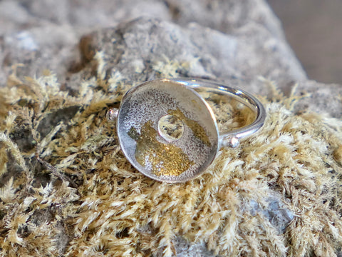 Men An Tol Silver and Gold Leaf Ring