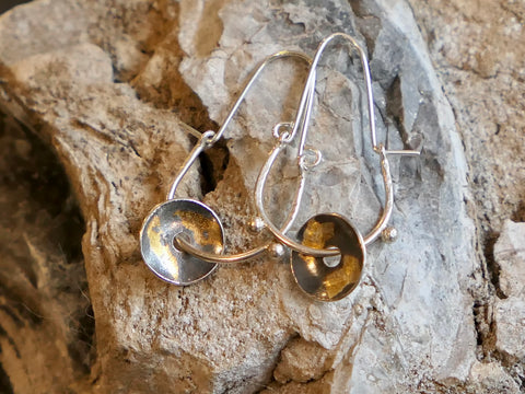 Men An Tol Silver and Gold Leaf Earrings