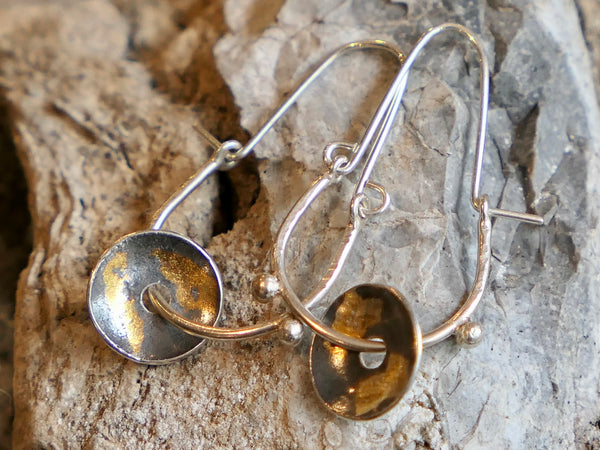Men An Tol Silver and Gold Leaf Earrings