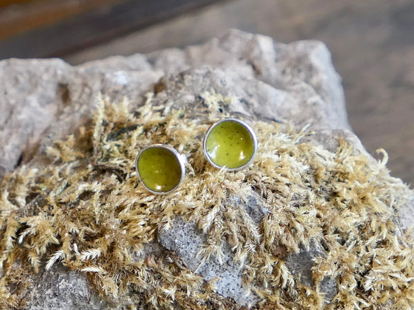 Silver and Enamel Weathered Studs Mossy Yellow
