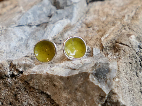 Silver and Enamel Weathered Studs Mossy Yellow