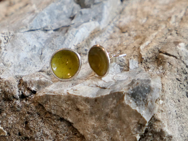 Silver and Enamel Weathered Studs Mossy Yellow