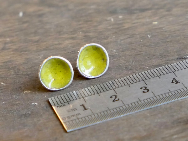 Silver and Enamel Weathered Studs Mossy Yellow
