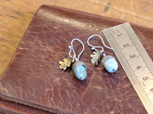 African Blue Opal Acorn Earrings