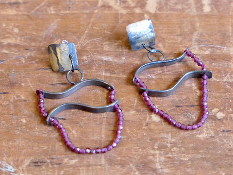 Fish and Garnet Earrings