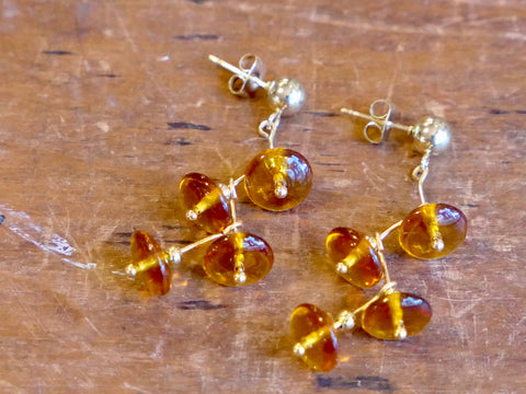 Colour Cascade Frosted Glass Earrings Amber