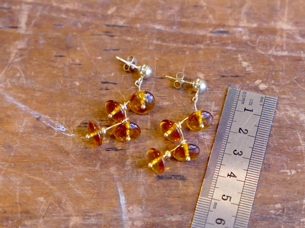 Colour Cascade Frosted Glass Earrings Amber