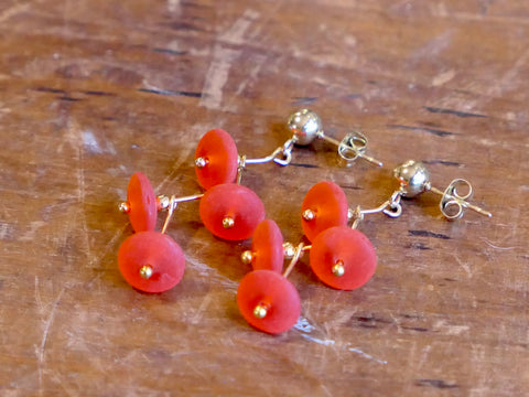 Colour Cascade Frosted Glass Earrings Scarlet