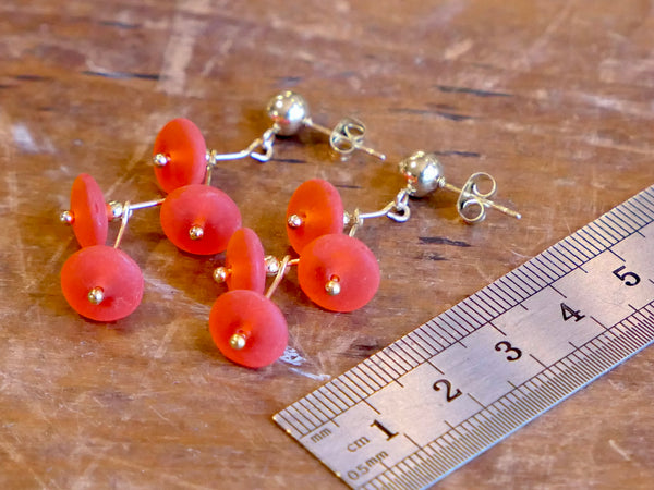 Colour Cascade Frosted Glass Earrings Scarlet