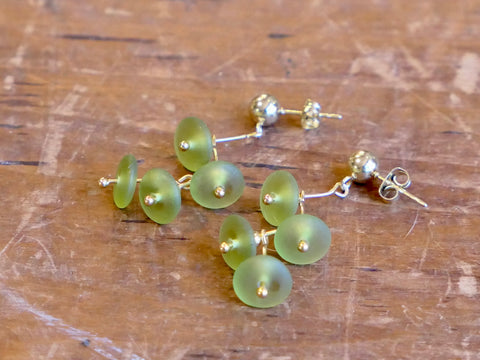 Colour Cascade Frosted Glass Earrings Lime Green