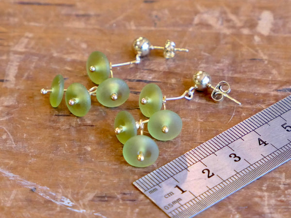 Colour Cascade Frosted Glass Earrings Lime Green