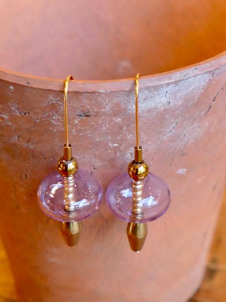 Gardena Glass Bubble and Hematite Drop Earrings