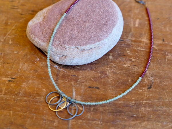 Two-Tone One Off Necklace with Garnet and Aventurine