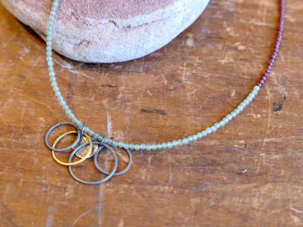 Two-Tone One Off Necklace with Garnet and Aventurine