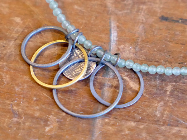 Two-Tone One Off Necklace with Garnet and Aventurine