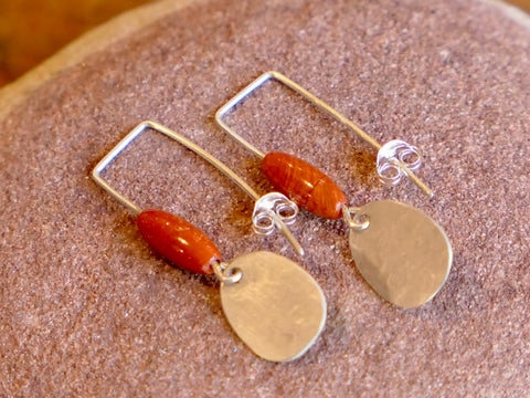 Long Red Jasper Earrings with Tag