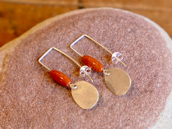 Long Red Jasper Earrings with Tag