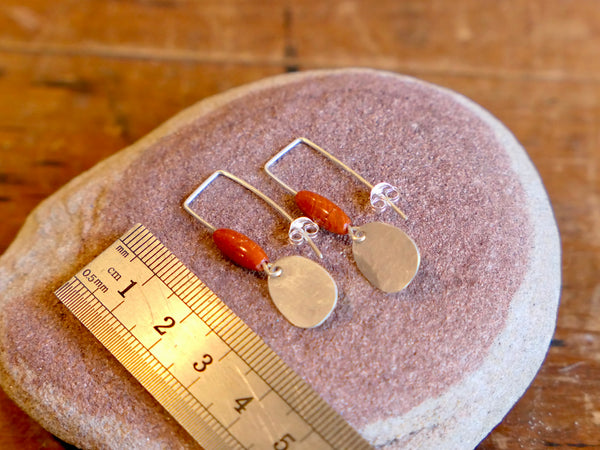 Long Red Jasper Earrings with Tag