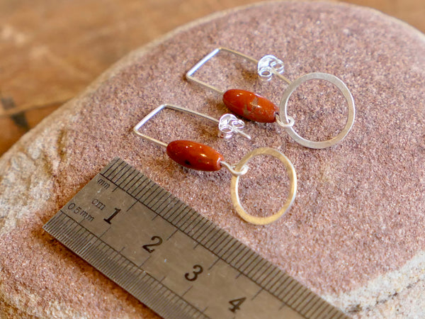Long Red Jasper Hoop Earrings