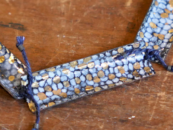 Five Piece Tied Blue and Gold Enamel Necklace