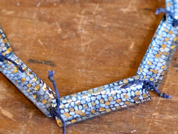 Five Piece Tied Blue and Gold Enamel Necklace