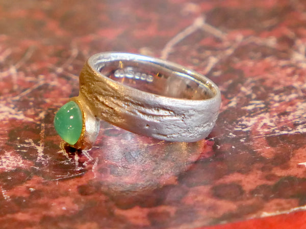 Chrysoprase, Gold and Silver Ring