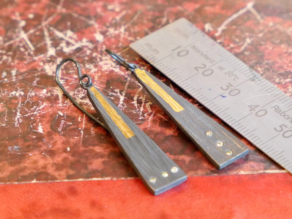 Tramline Keum Boo Danglies with Diamonds