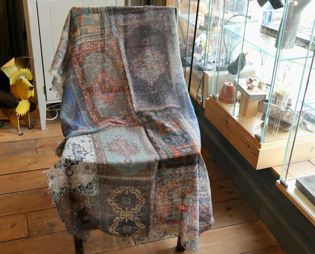 Mosaic Blue Heritage Wool Scarf