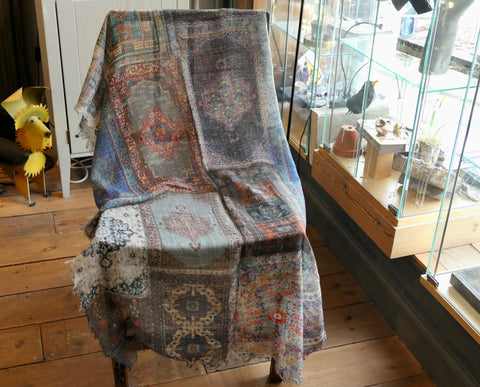 Mosaic Blue Heritage Wool Scarf