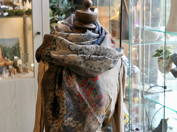 Mosaic Blue Heritage Wool Scarf